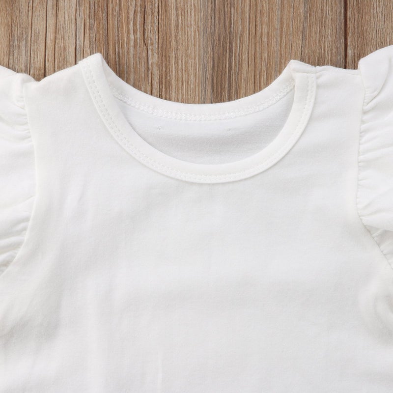 Mubineo Toddler Baby Girl Basic Plain Ruffle Sleeve Cotton T Shirts Tops Tee Clothes (White, 1-2T) - Image 5